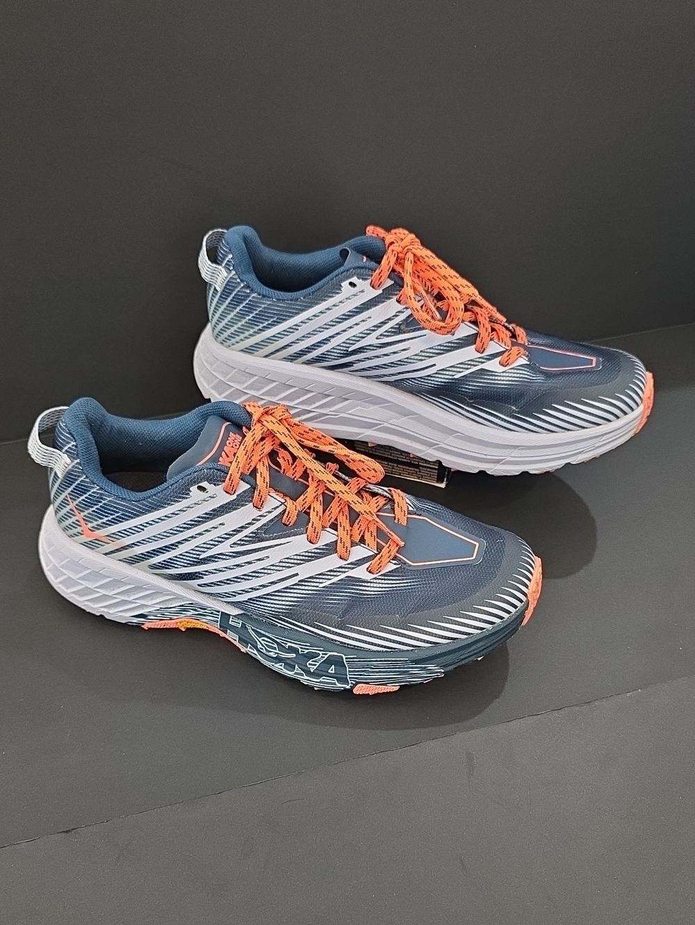 Hoka SpeedGoat 4 Viabram Navy and Orange Women's Running Shoes Size 7.5
